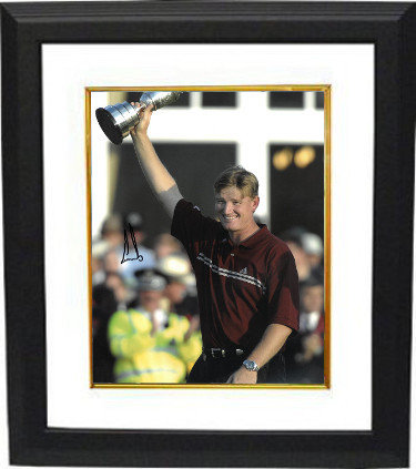 Ernie Els Autographed Signed PGA 11x14 Photo Custom Framing (w/ Trophy at 2002 Open Championship) - JSA HOLOGRAM 