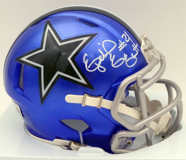 Ezekiel Elliott Autographed Dallas Cowboys Flash Blue Speed Mini Helmet Beckett Beckett