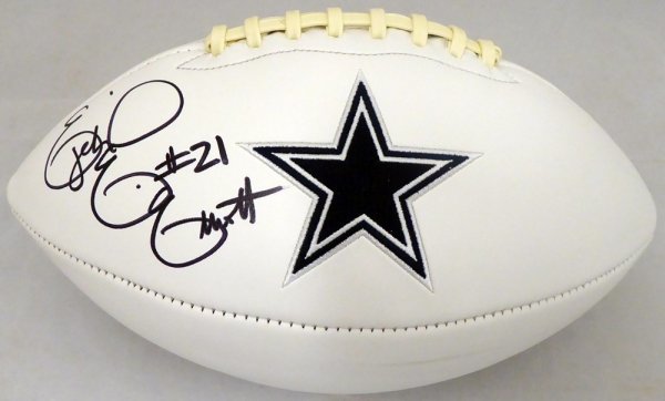 Ezekiel Elliott Autographed Dallas Cowboys White Logo Football Beckett Beckett