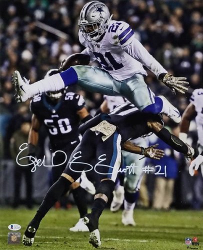 Ezekiel Elliott Autographed Signed Dallas Cowboys 16X20 Photo Beckett Witnessed 6 