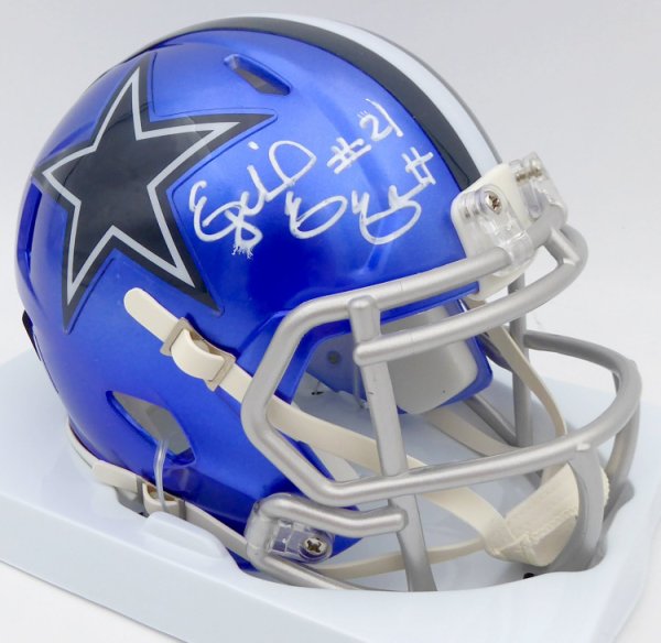 Ezekiel Elliott Autographed Signed Dallas Cowboys Flash Blue Speed Mini Helmet Beckett Beckett 