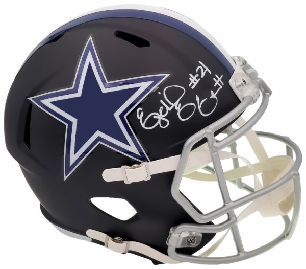 Ezekiel Elliott Autographed Signed Dallas Cowboys Flat Matte Black Full Size Replica Speed Helmet Beckett Beckett Qr #203005 