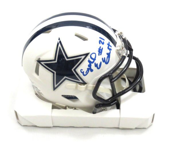 Ezekiel Elliott Autographed Signed Dallas Cowboys Flat Matte White Mini Helmet Beckett Witnessed 