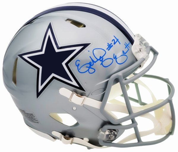 Ezekiel Elliott Autographed Signed Dallas Cowboys Silver Full Size Authentic Speed Helmet Beckett Beckett Qr #203010 