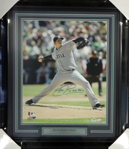 Felix Hernandez Autographed Framed 16X20 Photo Seattle Mariners "King Felix" PSA/DNA