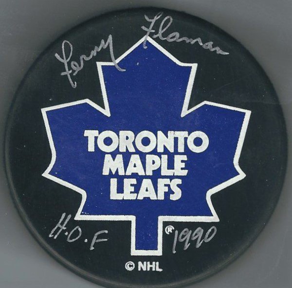 Fern Flaman Autographed Signed Toronto Maple Leafs Hockey Puck - Autographs