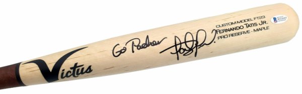 Fernando Tatis Jr. Autographed Signed Blonde Victus Game Model Bat San Diego Padres "Go Padres" Beckett Beckett 