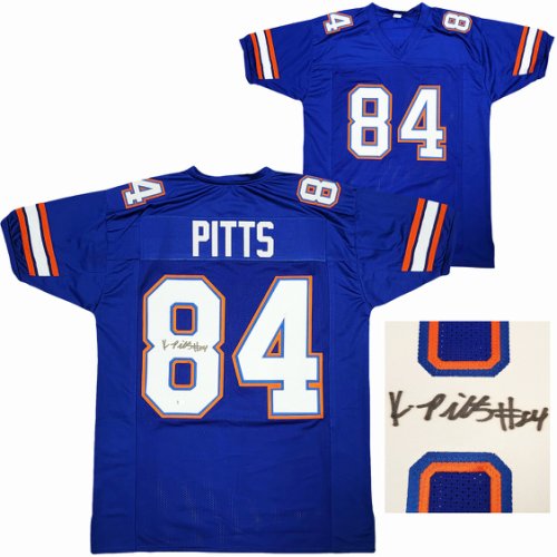 Florida Gators Kyle Pitts Autographed Signed Blue Jersey Beckett Beckett Witness #209535 