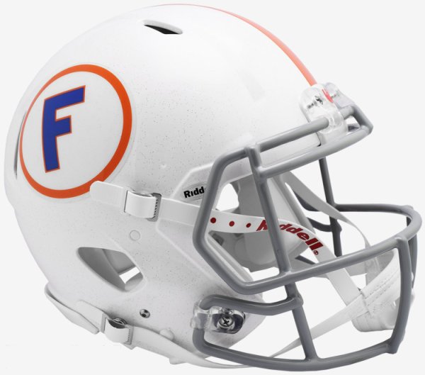 Florida Gators Speed Throwback Football Helmet White w/Gray Mask 