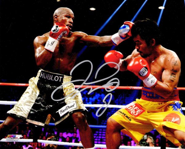 Floyd Mayweather Jr. Autographed Signed Boxing Fighting Manny Pacquiao 8x10 Photo 