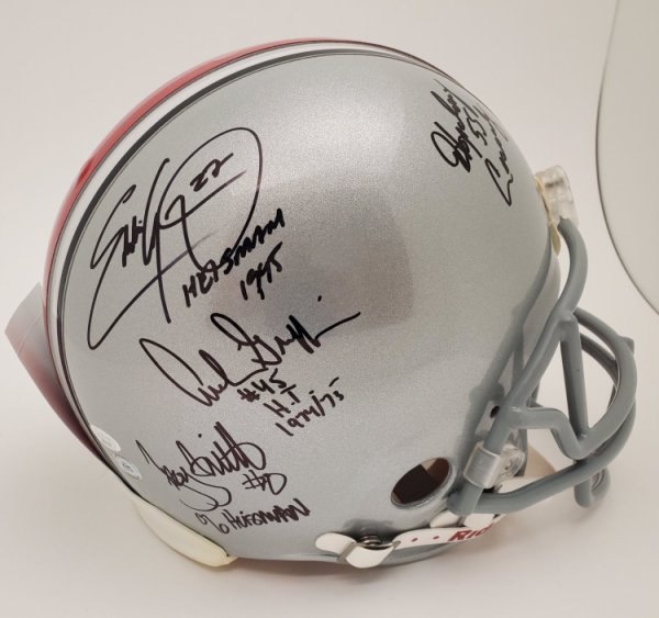 Four Heisman Ohio State Buckeyes Autographed Authentic Helmet Autographed Signed by Eddie George, Archie Griffin, Troy Smith, and Hop Cassady - JSA Authentic 