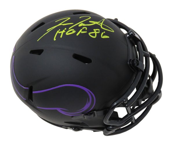 Fran Tarkenton Autographed Signed Minnesota Vikings Eclipse Black Matte Riddell Speed Mini Helmet w/HOF'86 