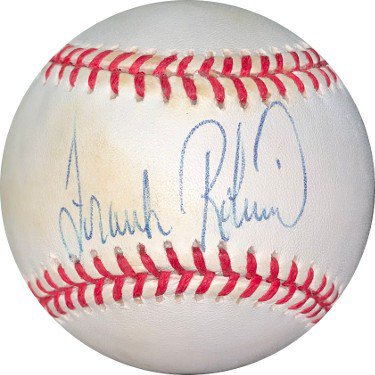 Frank Robinson Autographed Game Program Baltimore Orioles Slight