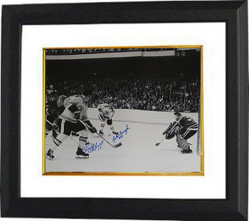 Fred Stanfield & Johnny Bucyk Dual Autographed Signed Boston Bruins 16x20 B&W Photo Custom Framing 