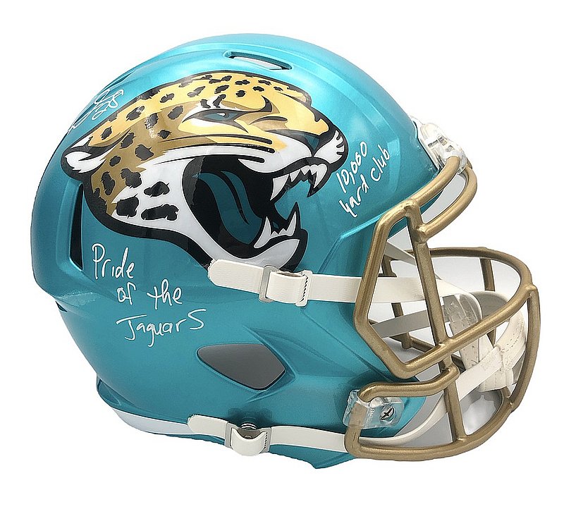 Fred Taylor Autographed Signed Jacksonville Jaguars Riddell FLASH Speed Full Size Authentic Helmet with "10,000 Yard Club" & Pride of the Jaguars Ins - JSA 