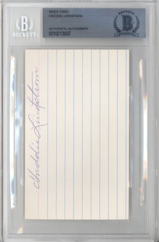 Freddy Lindstrom Autographed 3X5 Index Card New York Giants Beckett Beckett