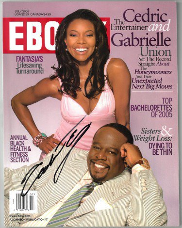 Gabrielle Union Autographed Signed Ebony Full Magazine July 2005 (No Label) cover wear- JSA #AA38240 ( w/ Cedric the Entertainer) 