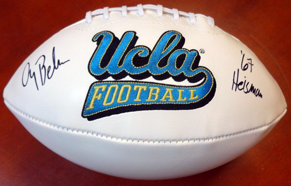 Gary Beban Autographed Signed White Logo Football UCLA Bruins "67 Heisman" PSA/DNA 