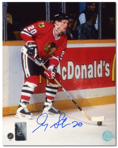 Gary Suter Autographed Signed Chicago Blackhawks Stickhandling 8x10 Photo