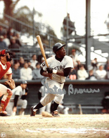 Gates Brown signed Detroit Tigers 8x10 Photo (swing/silver signature)