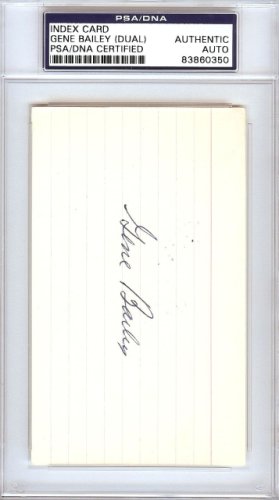 Gene Bailey Autographed 3X5 Index Card Boston Braves, Philadelphia A's Signed Twice PSA/DNA 