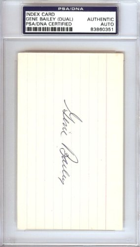 Gene Bailey Autographed 3X5 Index Card Boston Braves, Philadelphia A's Signed Twice PSA/DNA 