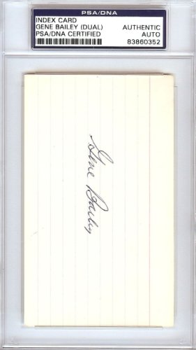 Gene Bailey Autographed 3X5 Index Card Boston Braves, Philadelphia A's Signed Twice PSA/DNA 