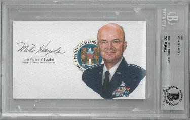 General Michael/Mike Hayden Autographed Signed 5 x3 cut signature w/ Image BAS/Beckett Encapsulated (Director/National Security Agency/CIA)