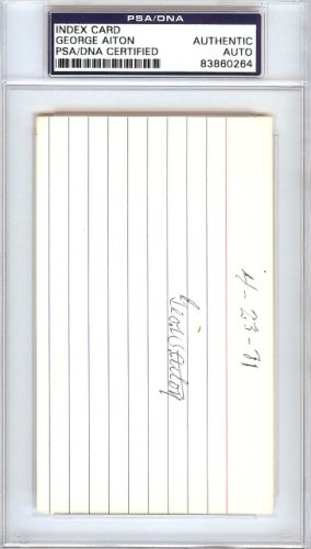 George Bill Aiton Autographed Signed 3X5 Index Card 1912 St. Louis Browns PSA/DNA 
