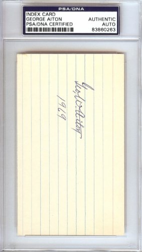 George Bill Aiton Autographed Signed 3X5 Index Card 1912 St. Louis Browns PSA/DNA 