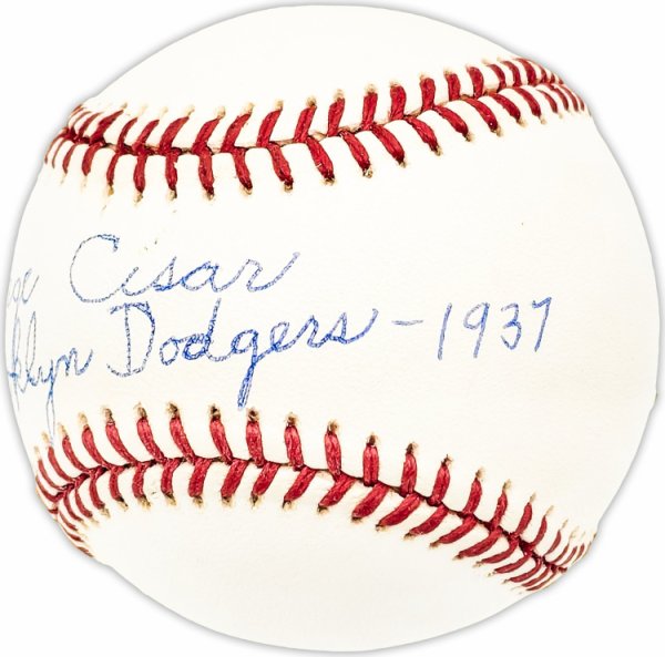 George Cisar Autographed Signed Official Nl Baseball Brooklyn Dodgers "1937" Beckett Beckett Qr #Bm25181 