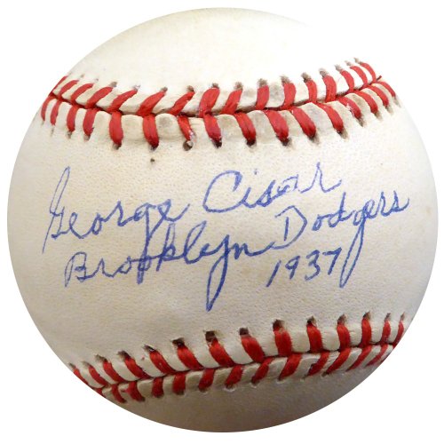 George Cisar Autographed Signed Official Nl Baseball Brooklyn Dodgers "Brooklyn Dodgers 1937" Beckett Beckett 
