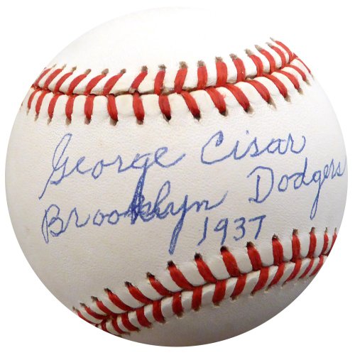 George Cisar Autographed Signed Official Nl Baseball Brooklyn Dodgers "Brooklyn Dodgers 1937" Beckett Beckett 