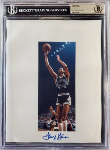 George Gervin Autographed Signed 8.5X11 Photo Sheet San Antonio Spurs Beckett Beckett 