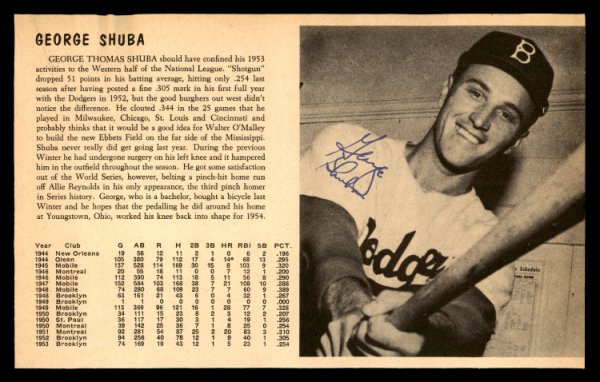 George "Shotgun" Shuba Autographed Signed 5X8 Magazine Page Photo Brooklyn Dodgers #179783 