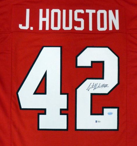 Georgia Bulldogs Justin Houston Autographed Red Jersey Beckett Beckett