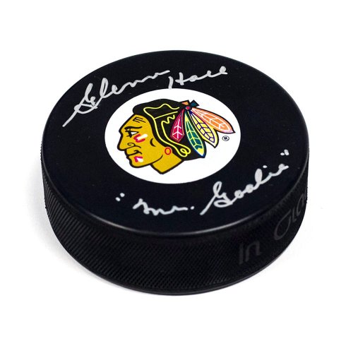 Glenn Hall Chicago Blackhawks Autographed Signed Hockey Puck w Mr Goalie Note