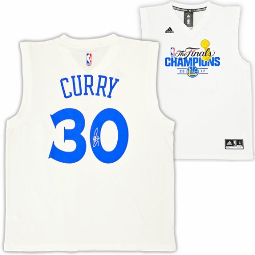 Golden State Warriors Stephen Curry Autographed Signed White Adidas 2017 NBA Finals Champions Jersey Size Xl Beckett Beckett Qr #215825 