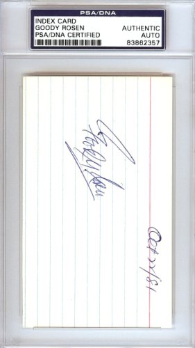 Goodwin "Goody" Rosen Autographed Signed 3X5 Index Card Brooklyn Dodgers PSA/DNA 