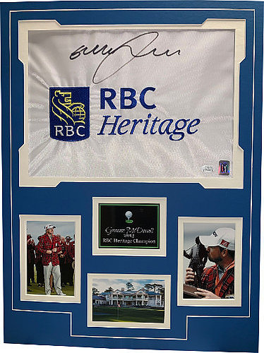 Graeme McDowell Autographed Signed RBC Heritage PGA Tour Golf Pin Flag w/ 3 Photos (18x24) - JSA Hologram 