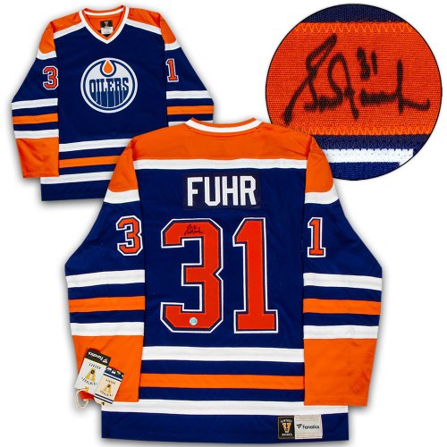 Fanatics NHL Edmonton Oilers Grant Fuhr #31 Breakaway Vintage Replica Jersey, Men's, XL, Blue