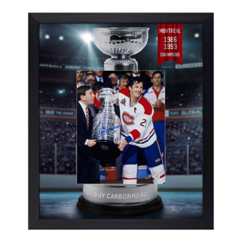 Guy Carbonneau Autographed Signed Montreal Canadiens Cup Champion Graphic 23x27 Frame