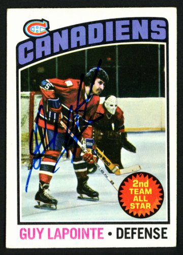 Guy Lapointe Autographed 1976-77 Topps Card #223 Montreal Canadiens #150192