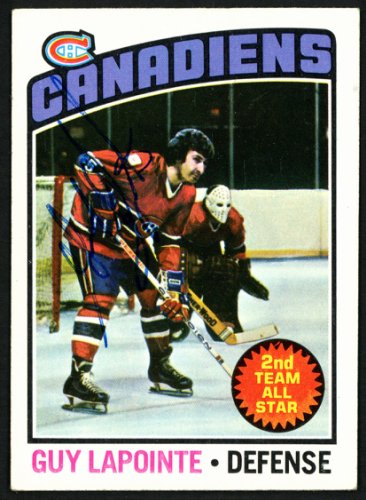 Guy Lapointe Autographed 1976-77 Topps Card #223 Montreal Canadiens #150193