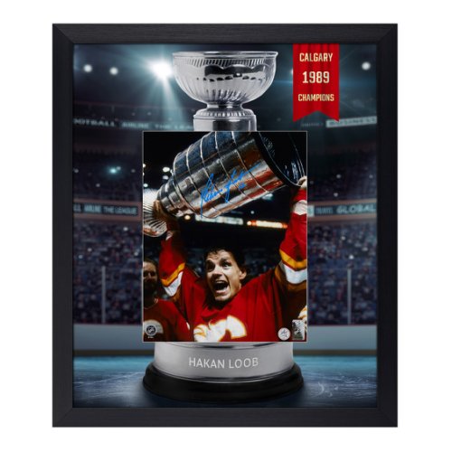 Hakan Loob Autographed Signed Calgary Flames Cup Champion Graphic 23x27 Frame