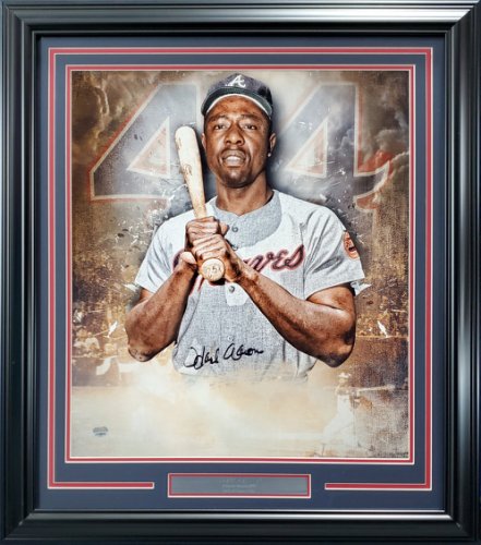 Hank Aaron Autographed Framed 20X24 Photo Atlanta Braves Fanatics