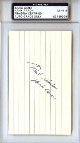 Hank Aaron Autographed Signed 3X5 Index Card Atlanta Braves "Best Wishes" Mint 9 Vintage 1950'S Signature PSA/DNA 