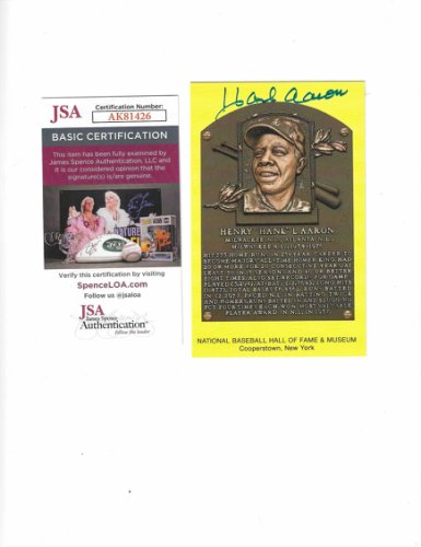 Hank Aaron Autographed Signed Hall Of Fame Gold Plaque JSA - Autographs 