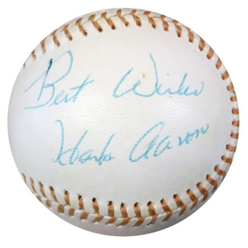 Hank Aaron Autographed Signed Official Al Baseball Atlanta Braves "Best Wishes" Vintage Playing Days Signature PSA/DNA 