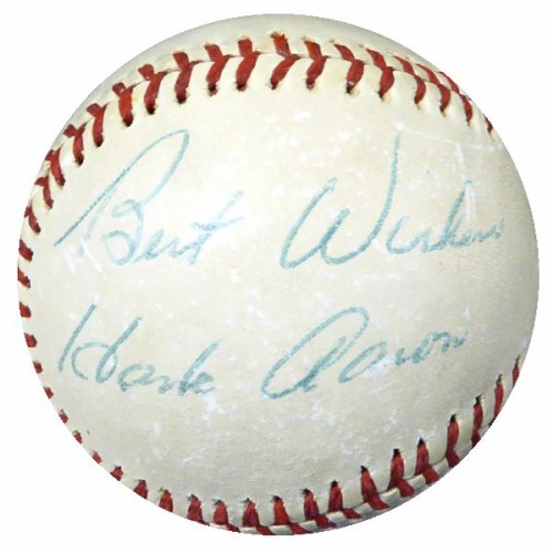 Hank Aaron Autographed Signed Official Nl Feeney Baseball Atlanta Braves "Best Wishes" Vintage Playing Days Signature Beckett Beckett 